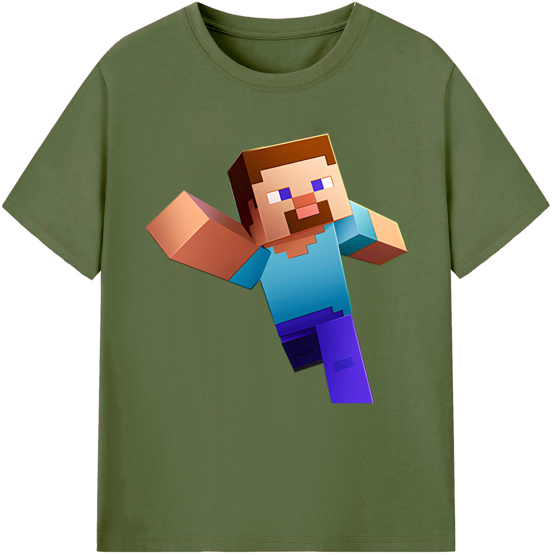 （画像用） マインクラフト ブロックの世界 Minecraft MC Block world 綿100％半袖Tシャツ（フロントプリント）